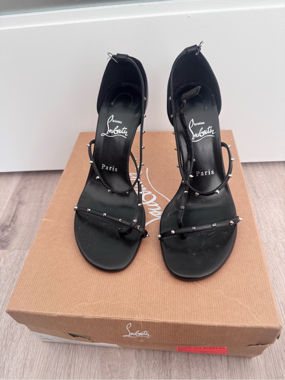 Christian Louboutin Black Studded Slingback Heels
